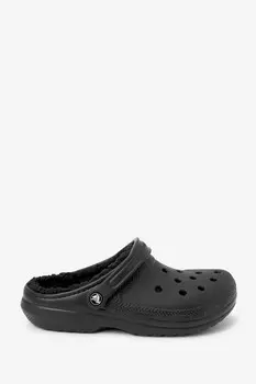 Классические сабо с пушистой подкладкой Crocs, черный