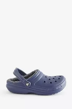 Классические сабо с пушистой подкладкой Crocs, синий