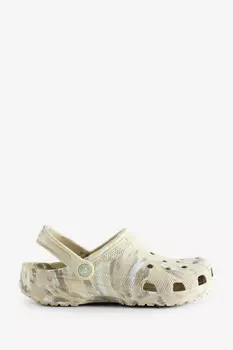 Классические сабо унисекс с мраморным узором Crocs, бежевый
