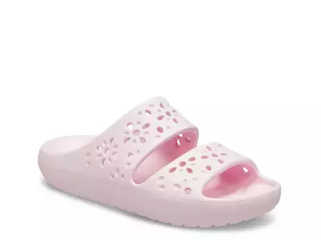 Классические сандалии-слипоны с цветочным принтом Crocs, Pink Milk