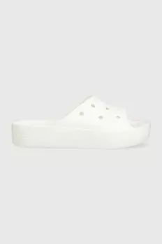 Классические шлепанцы на платформе Crocs, белый