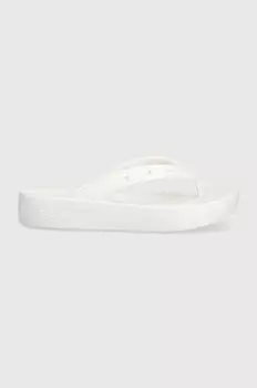 Классические шлепанцы на платформе Crocs, белый