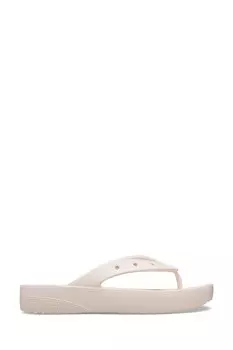 Классические шлепанцы на платформе Crocs, бежевый