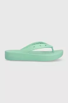Классические шлепанцы на платформе Crocs, бирюзовый