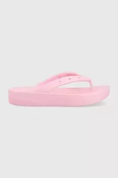 Классические шлепанцы на платформе Crocs, розовый