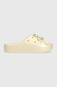 Классические шлепанцы Perls на платформе с кристаллами Crocs, бежевый
