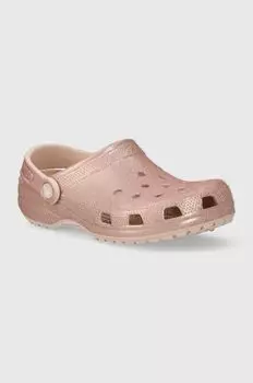 Классические шлепанцы с блестками Crocs, розовый
