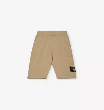 Классические шорты из хлопкового трикотажа с нашивкой-логотипом для детей 2–12 лет Stone Island, цвет deserto