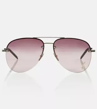 Классические солнцезащитные очки-авиаторы 11 M Saint Laurent, серебряный