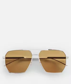 Классические солнцезащитные очки-авиаторы Bottega Veneta, коричневый/серебристый