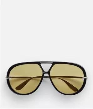 Классические солнцезащитные очки-авиаторы Bottega Veneta, желтый/черный