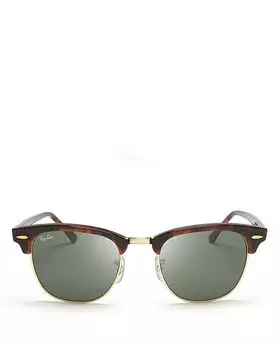 Классические солнцезащитные очки Clubmaster, 51 мм Ray-Ban, цвет Brown