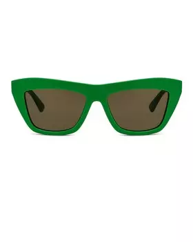 Классические солнцезащитные очки «кошачий глаз» с лентой Bottega Veneta, цвет Shiny Solid Green