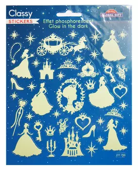 Классические светящиеся в темноте наклейки принцессы Grupo Erik