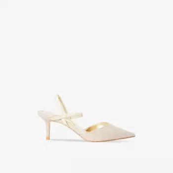 Классические тканые туфли с открытой пяткой и эффектом металлик Dune, желтый