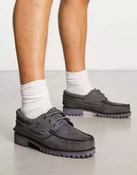 Классические топсайдеры Timberland Authentic с 3 люверсами из темно-серой кожи нубука