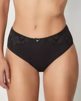 Классические трусики с высокой талией и цветочным кружевом Selmark, черный