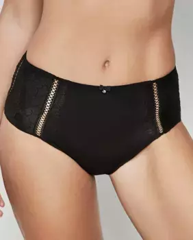 Классические трусики с высокой талией и внутренним тюлем-утяжкой Selmark, черный