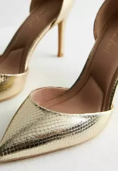 Классические туфли на каблуке SNAKESKIN EFFECT OPEN COURT New Look, золотой