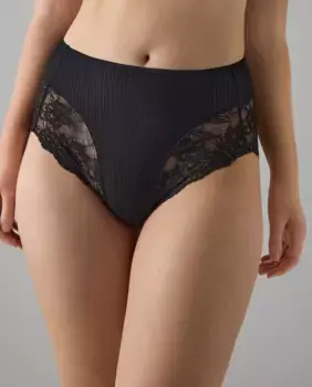 Классические высокие трусики из цветочного кружева Ysabel Mora, черный