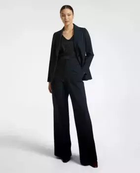 Классические женские прямые брюки из однотонной ткани Elena Mir, темно-синий