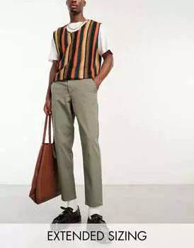 Классические жесткие брюки чинос цвета хаки ASOS DESIGN