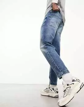 Классические жесткие синие джинсы средней потертости ASOS DESIGN 2000 года