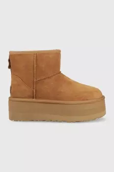 Классические зимние ботинки на мини-платформе Ugg, коричневый