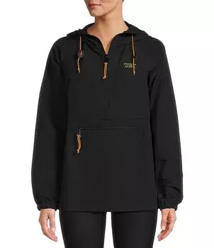 Классический анорак L.L.Bean Mountain с воротником-стойкой, длинными рукавами, карманом-кенгуру и молнией на четверть, куртка-пуловер, черный