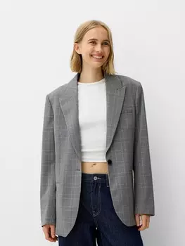 Классический блейзер Bershka Blazer, цвет grey/light grey