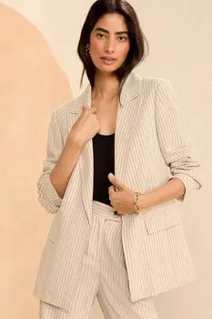 Классический блейзер из льна Love & Roses, бежевый