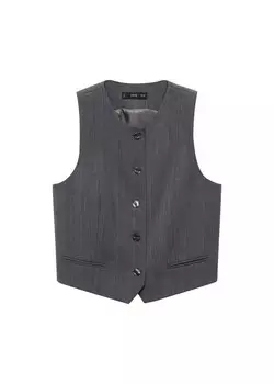 Классический блейзер MANGO Suit Vest Tauro, пятнистый серый
