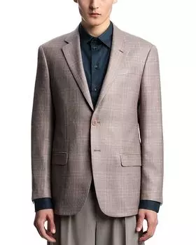 Классический блейзер с вырезными лацканами Regular Fit Emporio Armani, коричневый/бежевый