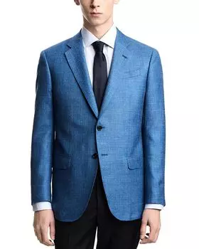 Классический блейзер с вырезными лацканами Regular Fit Emporio Armani, синий