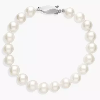 Классический браслет из искусственного жемчуга Акойя длиной 7 дюймов из 18-каратного белого золота (7,0-7,5 мм) Blue Nile