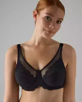 Классический бюстгальтер без подкладок на косточках с цветочным кружевом и деталями из цветочного кружева Ysabel Mora, черный