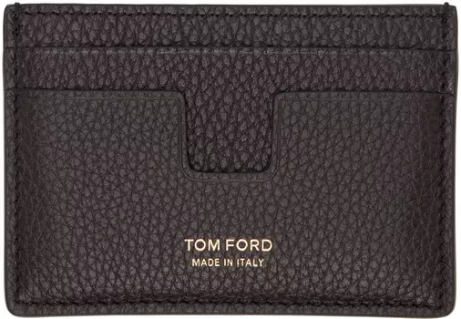 Классический держатель карт из коричневой зернистой кожи TOM FORD