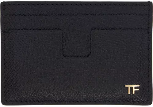 Классический держатель карт из мелкозернистой кожи TOM FORD, черный