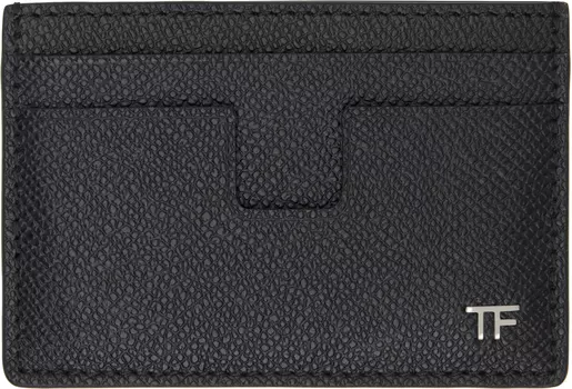 Классический держатель карт из мелкозернистой кожи TOM FORD, черный
