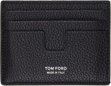 Классический держатель карт из зернистой кожи TOM FORD, черный