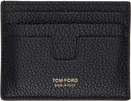 Классический держатель карт из зернистой кожи TOM FORD, черный