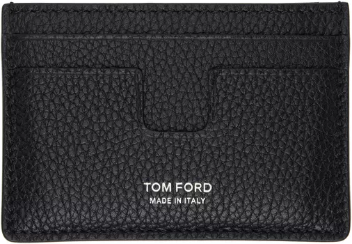 Классический держатель карт из зернистой кожи TOM FORD, черный