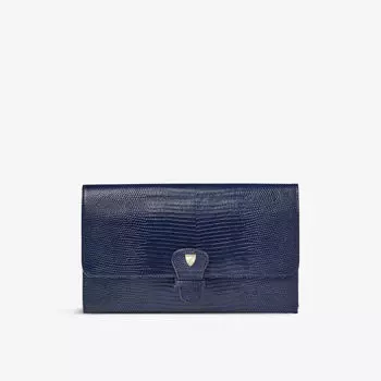 Классический дорожный кошелек из зерненой кожи с логотипом Aspinal Of London, синий