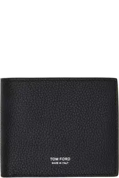Классический двойной кошелек из черной зернистой кожи TOM FORD