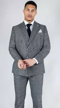 Классический двубортный костюм-двойка Infinity Leather, серый