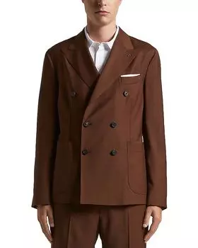 Классический двубортный пиджак Regular Fit Peserico, коричневый