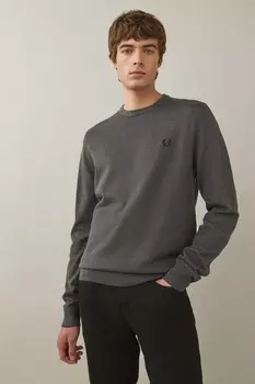 Классический джемпер с круглым вырезом Fred Perry, серый