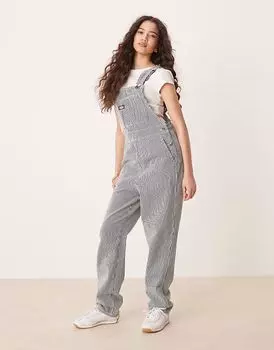 Классический джинсовый комбинезон Dickies в полоску из гикори темно-синего цвета