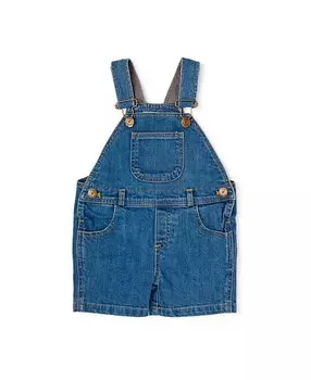 Классический джинсовый комбинезон унисекс Dotty Dungarees, шорты из джинсовой ткани — для малышей, маленьких детей, больших детей, синий