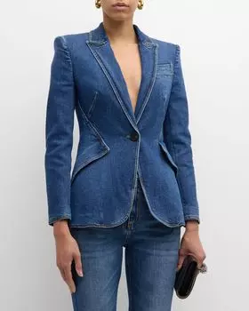 Классический джинсовый пиджак Alexander McQueen, цвет Medium Brn
